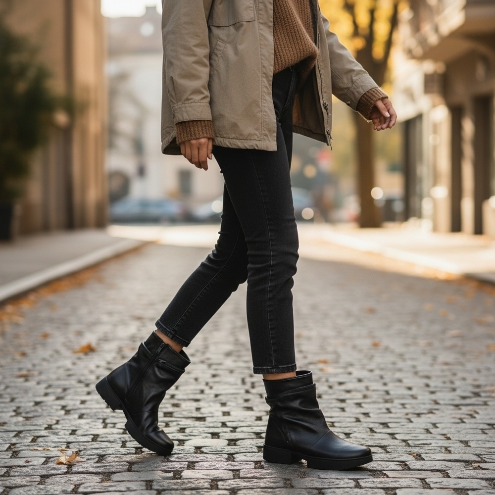 Trippen Sport Clutch Black Leather Ankle Boots Women's 10 German Handcrafted - Picture 6 of 16